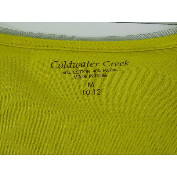 COLDWATER CREEK WOMENS YELLOW ROUND NECK SEQUIN & BEADED PULLOVER TOP. SIZE M - Picture 2 of 4